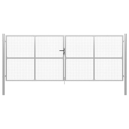 Cancello per Giardino in Acciaio Zincato 415x200cm Argento