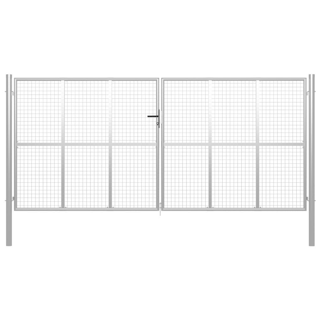 Cancello per Giardino in Acciaio Zincato 415x225 cm Argento