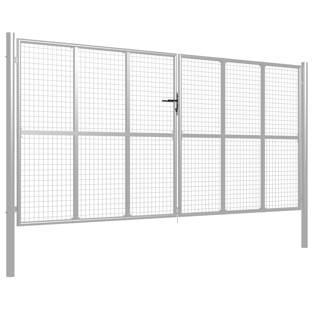 Cancello per Giardino in Acciaio Zincato 415x225 cm Argento