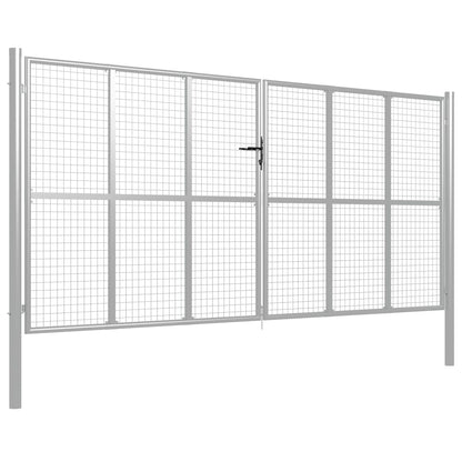 Cancello per Giardino in Acciaio Zincato 415x225 cm Argento