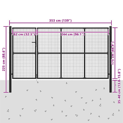 Cancello da Giardino in Acciaio 350x175 cm Antracite