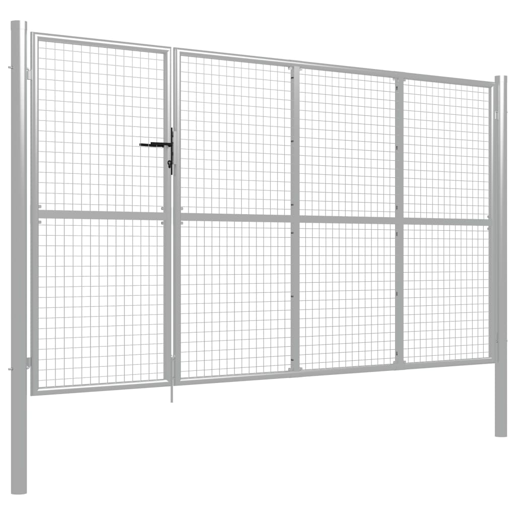 Cancello per Giardino in Acciaio 350x150 cm Argento
