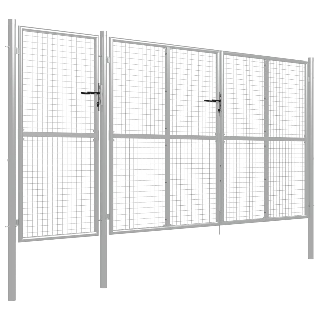 Cancello per Giardino in Acciaio 400x150 cm Argento