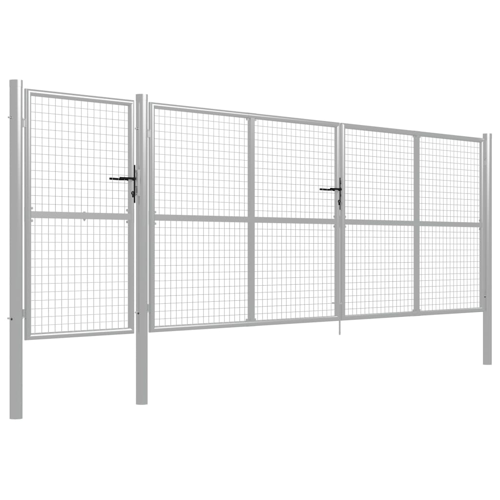 Cancello per Giardino in Acciaio 500x150 cm Argento