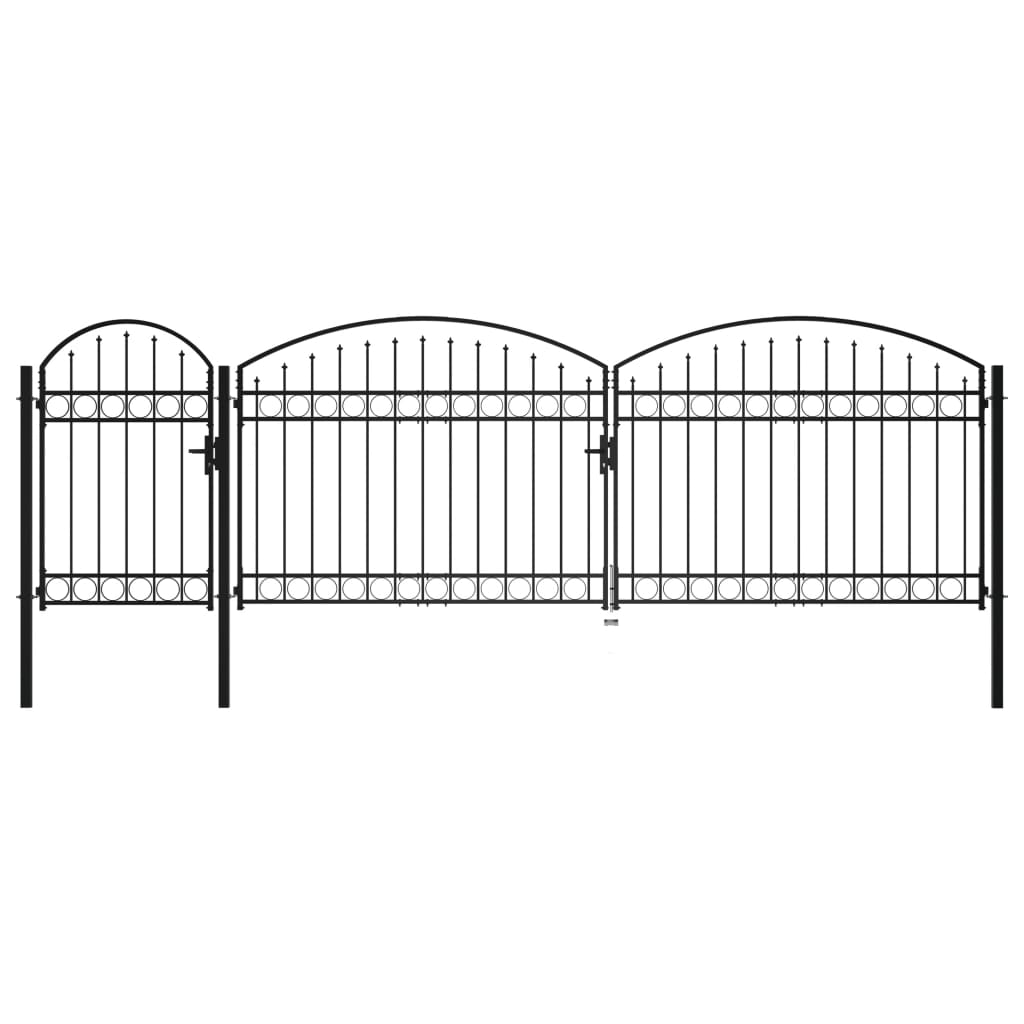 Cancello da Giardino ad Arco in Acciaio 2x5 m Nero