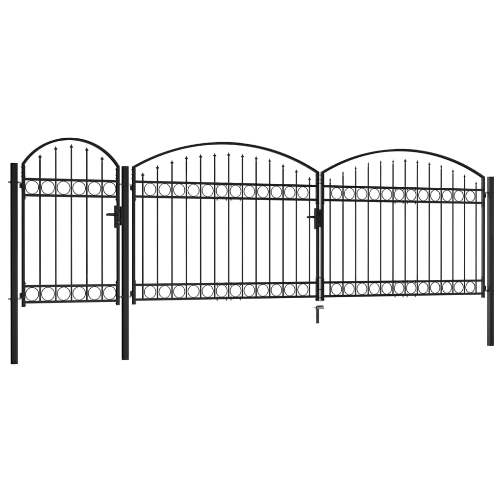 Cancello da Giardino ad Arco in Acciaio 2x5 m Nero
