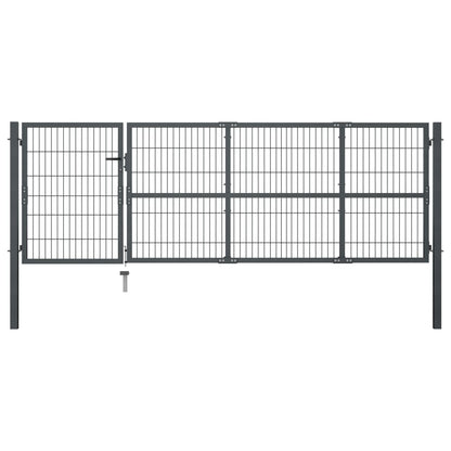 Cancello di Recinzione con Pali in Acciaio 350x100 cm Antracite