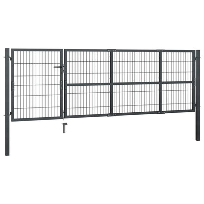 Cancello di Recinzione con Pali in Acciaio 350x100 cm Antracite