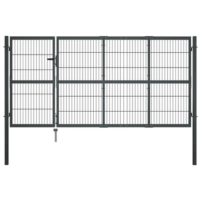Cancello di Recinzione con Pali in Acciaio 350x120 cm Antracite