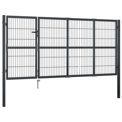 Cancello di Recinzione con Pali in Acciaio 350x120 cm Antracite