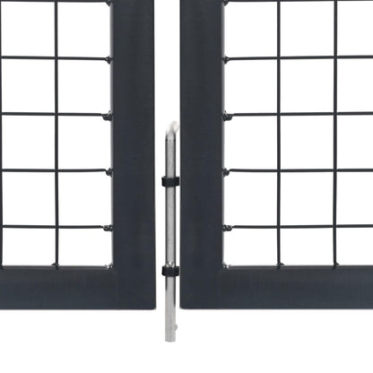 Cancello di Recinzione con Pali in Acciaio 350x120 cm Antracite