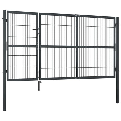 Cancello di Recinzione con Pali in Acciaio 350x140 cm Antracite
