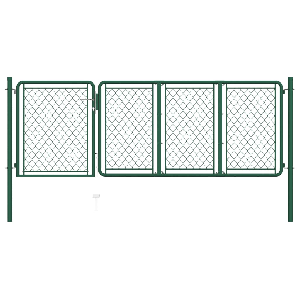 Cancello per Giardino in Acciaio 100x350 cm Verde