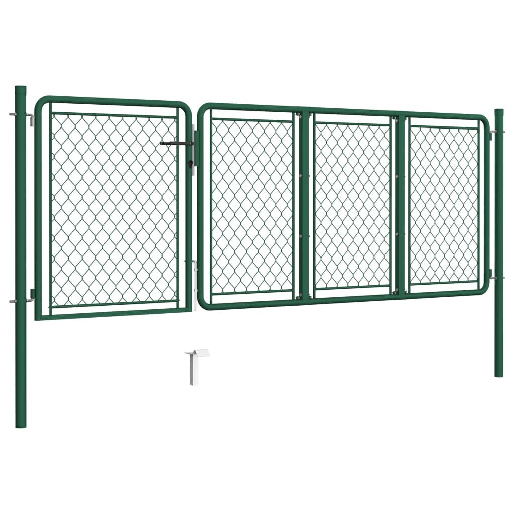 Cancello per Giardino in Acciaio 100x350 cm Verde