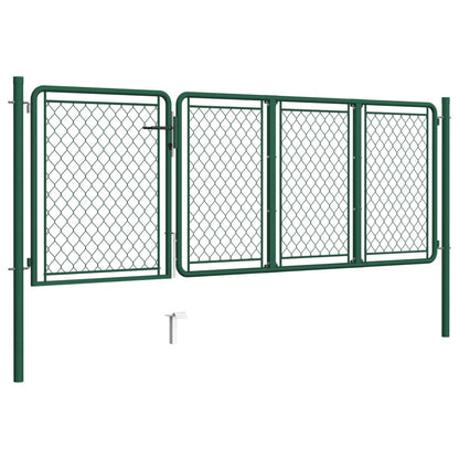 Cancello per Giardino in Acciaio 100x350 cm Verde