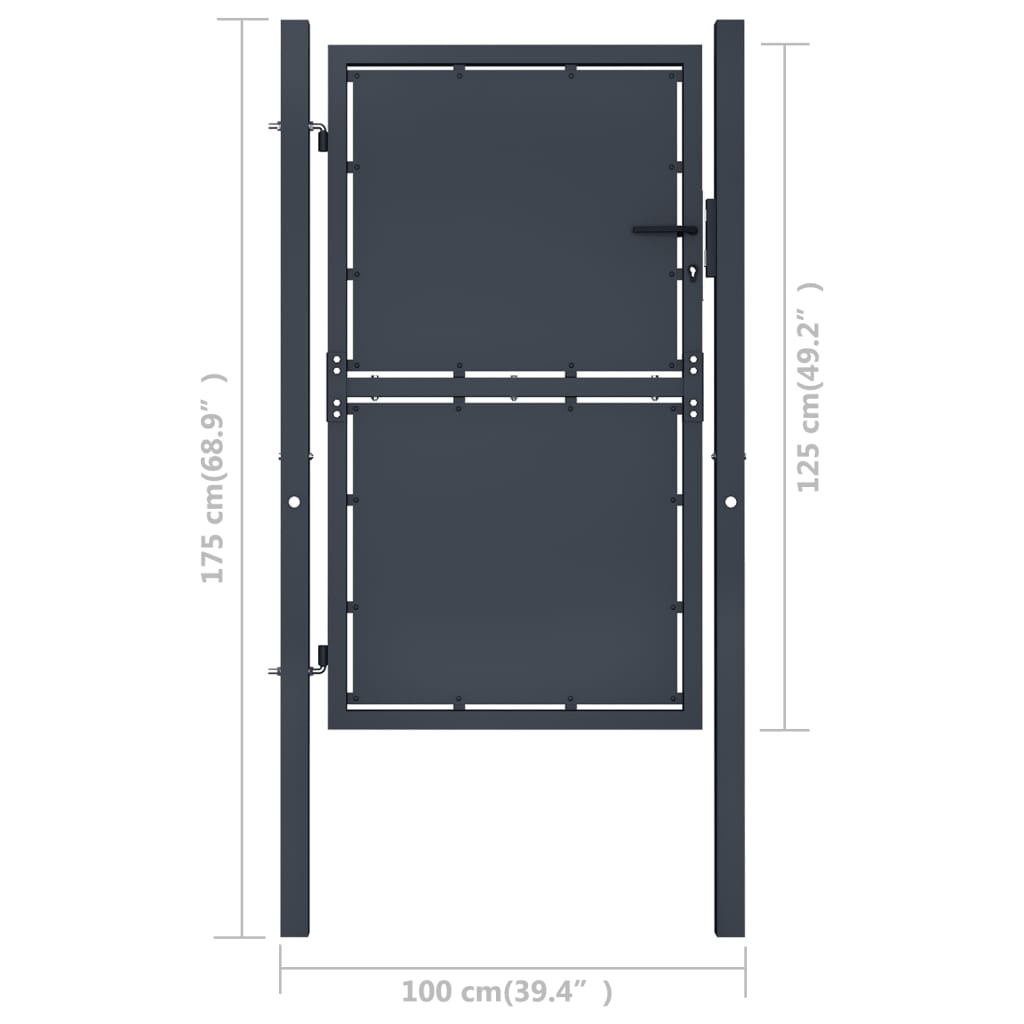 Cancello da Giardino in Acciaio 100x125 cm Antracite