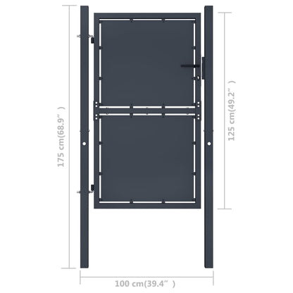 Cancello da Giardino in Acciaio 100x125 cm Antracite
