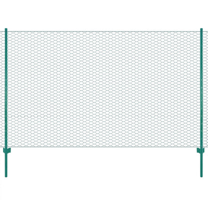 Rete per Recinzione con Pali in Acciaio 25x2 m Verde