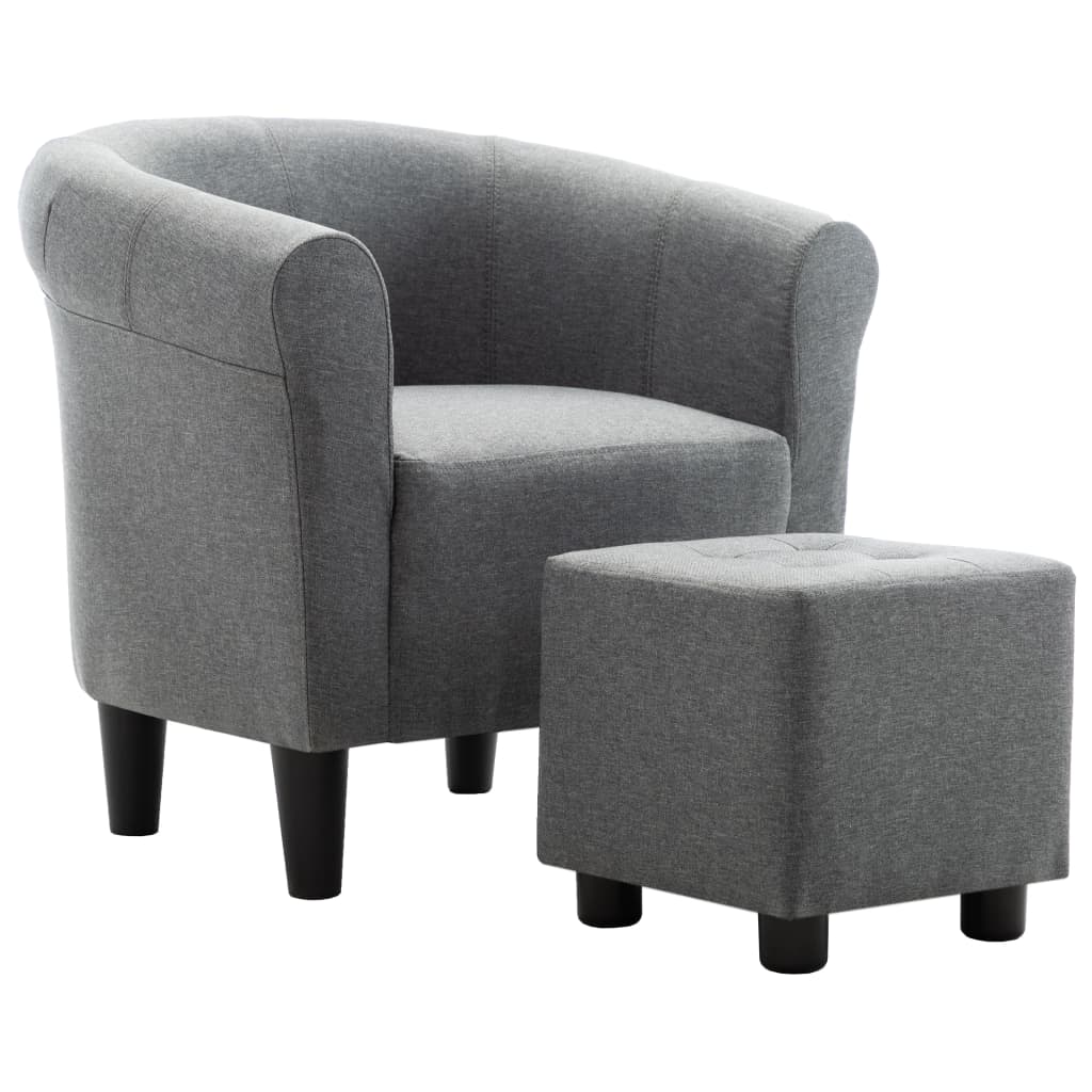 Set Poltrona e Poggiapiedi 2 pz Grigio Chiaro in Tessuto