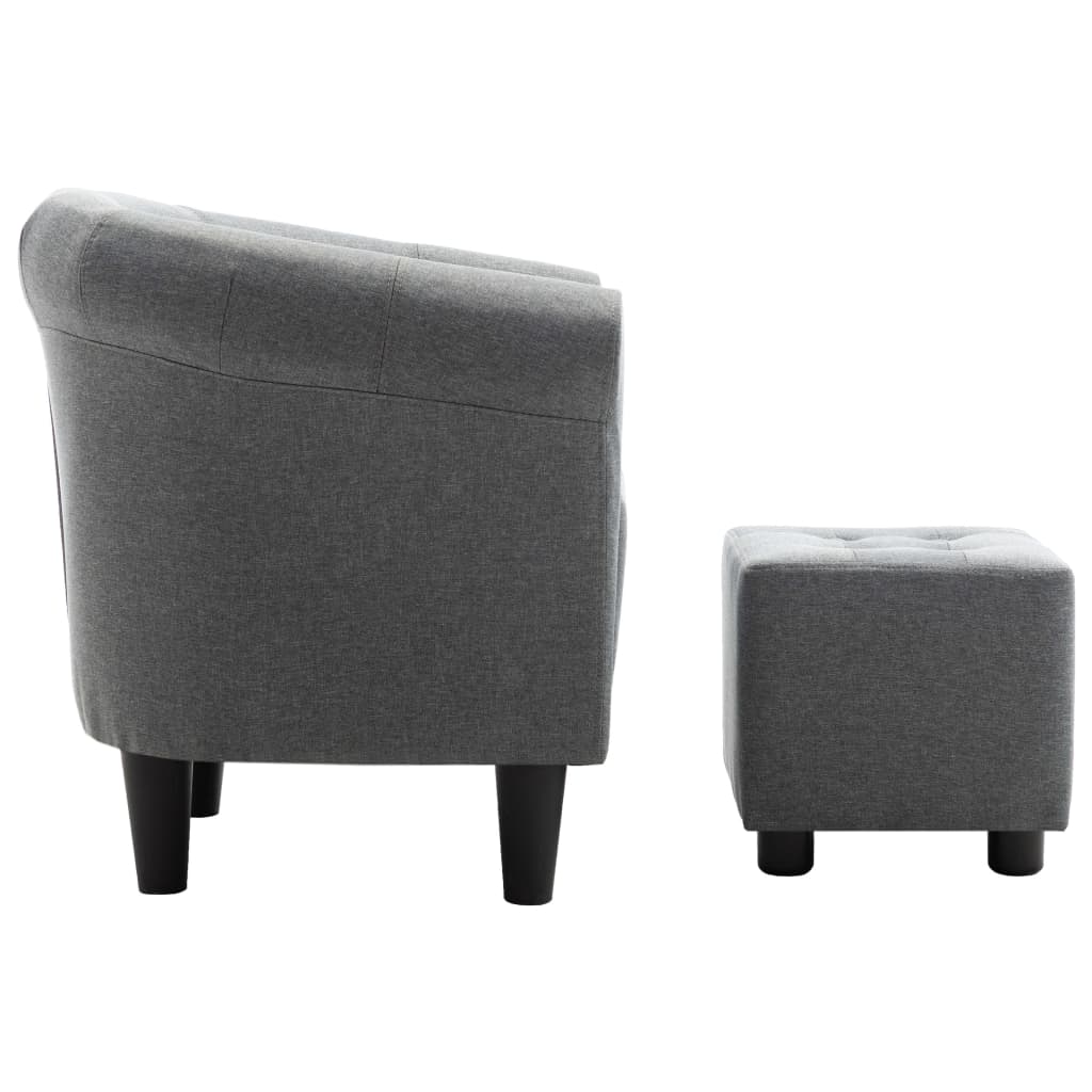 Set Poltrona e Poggiapiedi 2 pz Grigio Chiaro in Tessuto