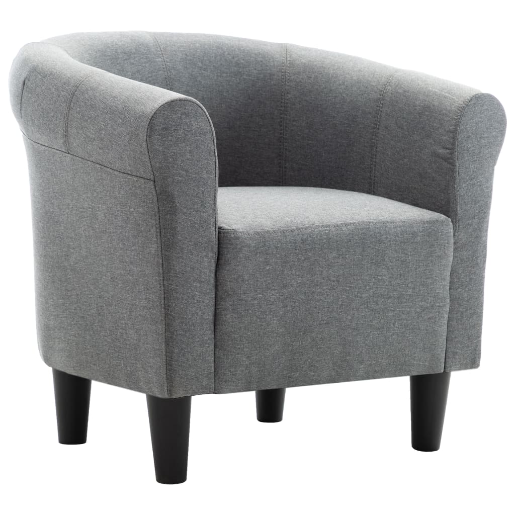 Set Poltrona e Poggiapiedi 2 pz Grigio Chiaro in Tessuto