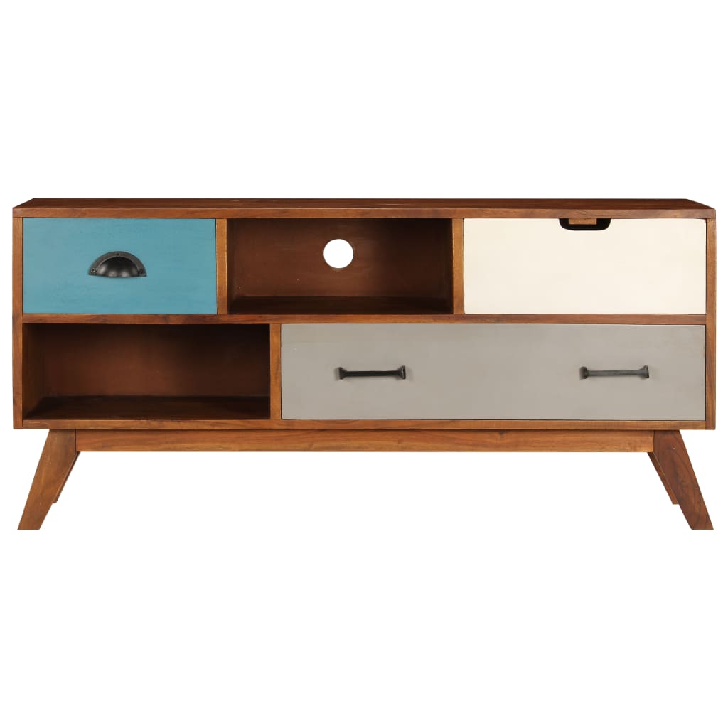 Mobile Porta TV 3 Cassetti 110x35x50cm Legno Massello di Acacia