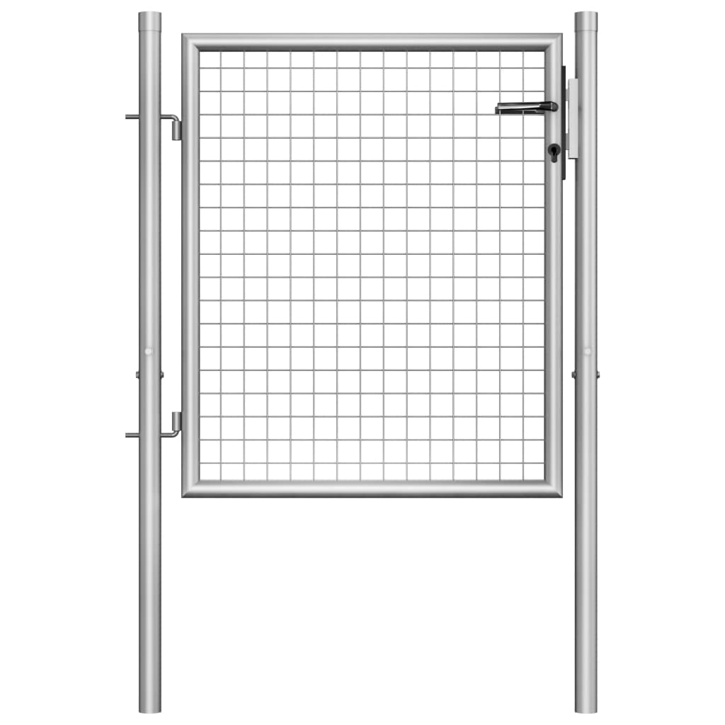 Cancello per Giardino in Acciaio Zincato 105x125 cm Argento