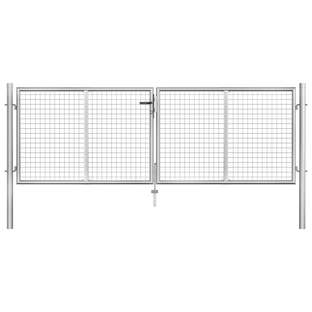 Cancello per Giardino in Acciaio Zincato 306x125 cm Argento