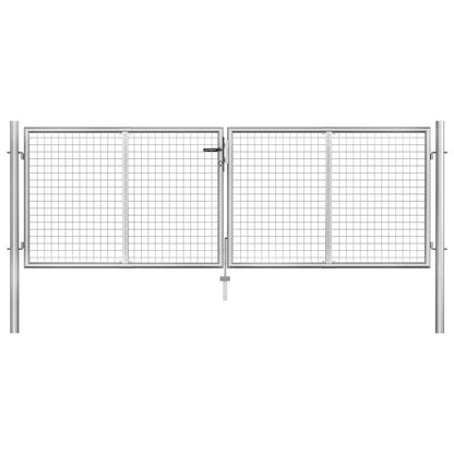 Cancello per Giardino in Acciaio Zincato 306x125 cm Argento