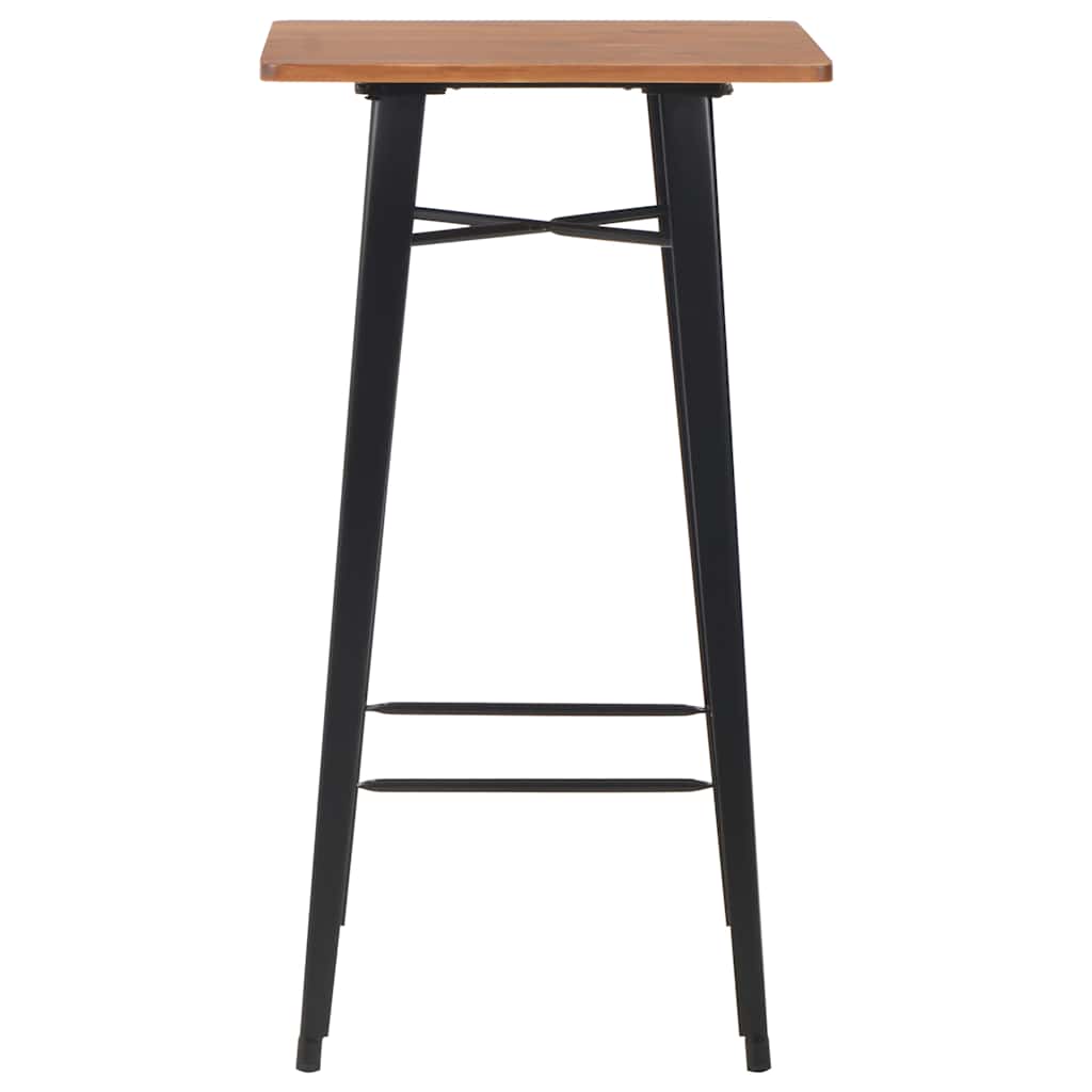 Tavolo da Bar Nero 60x60x108cm Legno Massello di Pino e Acciaio