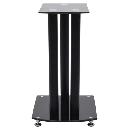Supporti per Casse Audio 2 pz in Vetro Temperato Nero