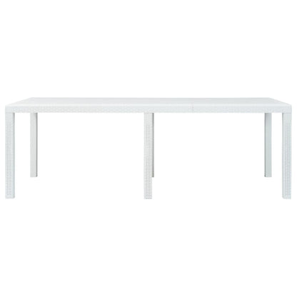 Tavolo da Giardino Bianco 220x90x72 cm in Plastica Stile Rattan