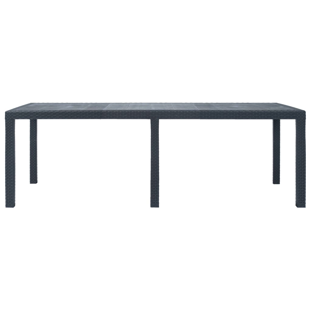 Tavolo da Giardino Antracite 220x90x72 cm Plastica Stile Rattan