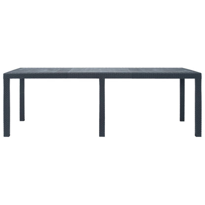 Tavolo da Giardino Antracite 220x90x72 cm Plastica Stile Rattan