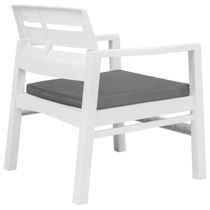 Set Salotto da Giardino 3 pz in Plastica Bianco