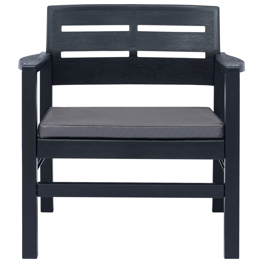 Set Salotto da Giardino 3 pz in Plastica Antracite