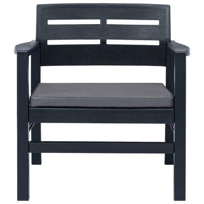 Set Salotto da Giardino 3 pz in Plastica Antracite