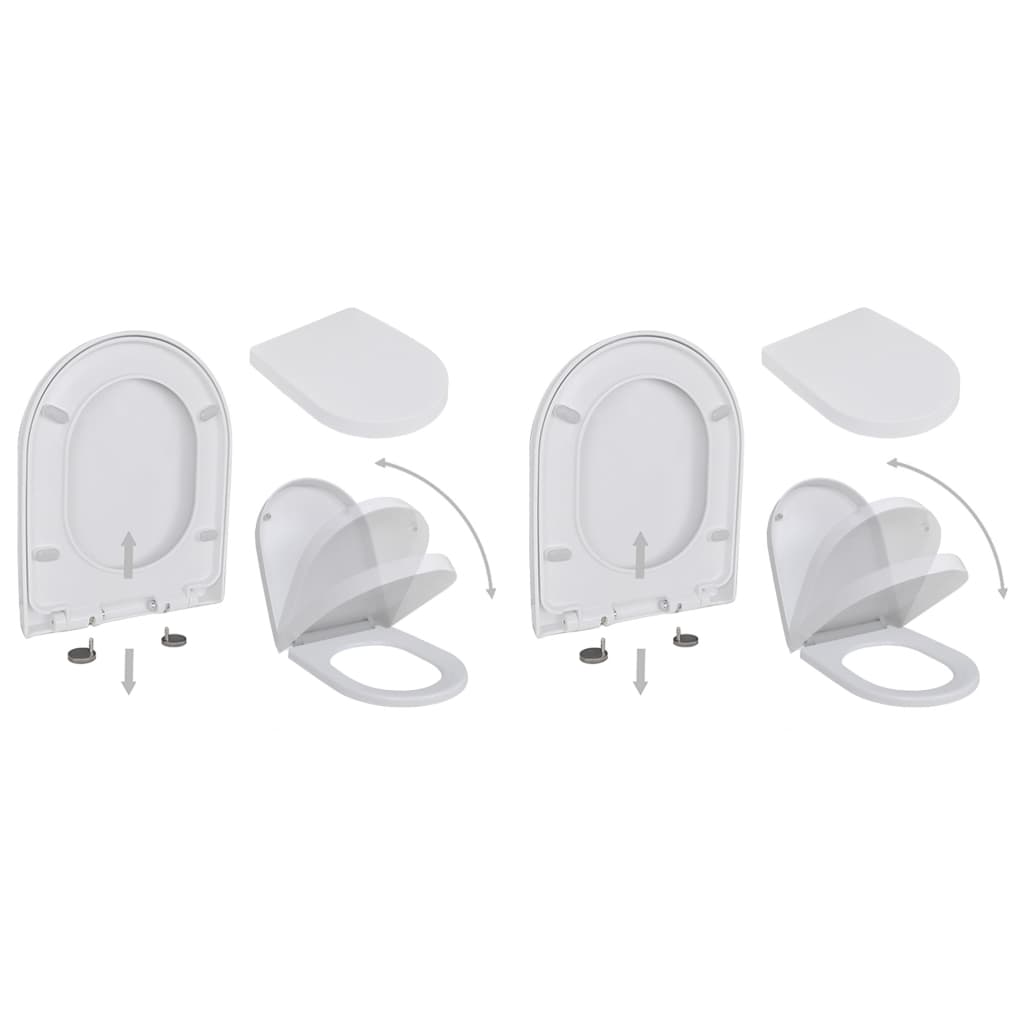 Copriwater a Chiusura Rallentata 2 pz Plastica Bianco