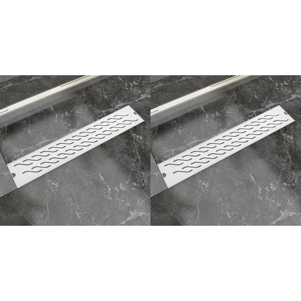 Scarichi Doccia Lineari 2pz Design Onde 630x140 mm Acciaio Inox