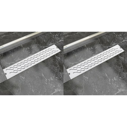 Scarichi Doccia Lineari 2pz Design Onde 630x140 mm Acciaio Inox