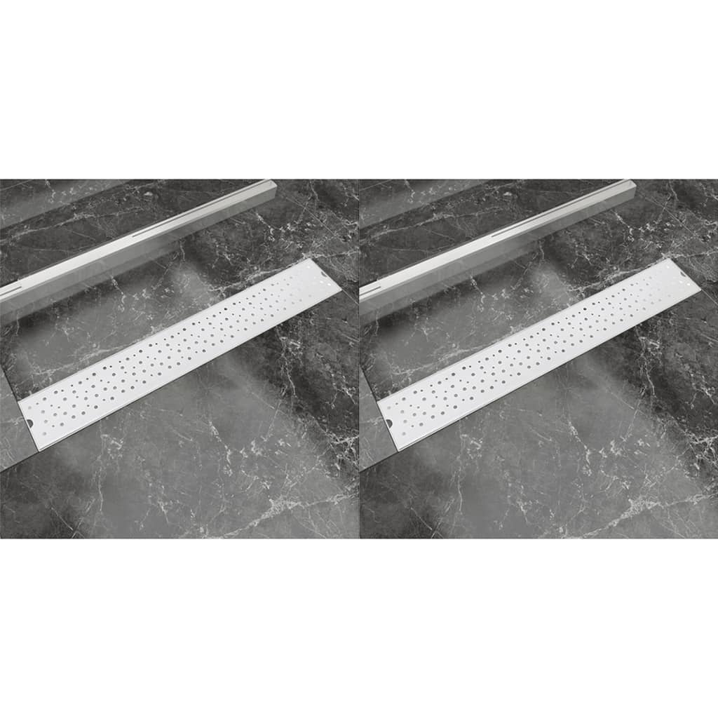 Scarico Doccia Lineare 2 pz Design Bolle 730x140mm Acciaio Inox