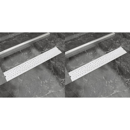 Scarico Doccia Lineare 2 pz Design Bolle 730x140mm Acciaio Inox