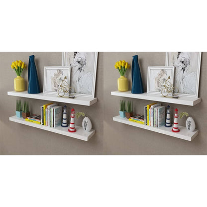 Mensole a Parete 4 pz Bianche 100 cm