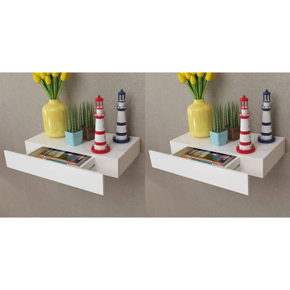 Mensole con Cassetti 2 pz Bianco 48 cm