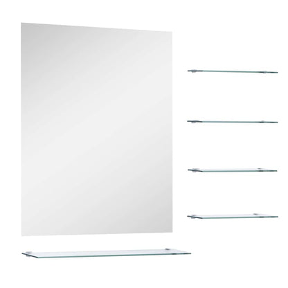 Specchio da Parete con 5 Mensole Argento 50x60 cm