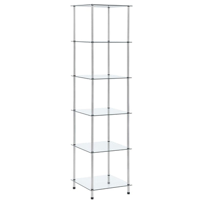 Scaffale a 6 Livelli Trasparente 40x40x160cm in Vetro Temperato