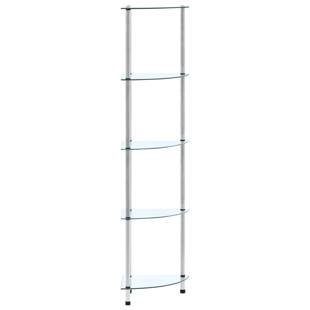 Scaffale a 5 Livelli Trasparente 30x30x130cm in Vetro Temperato