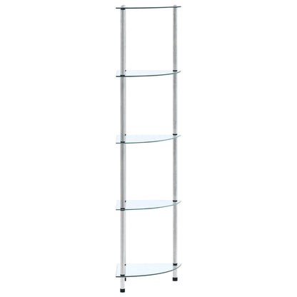 Scaffale a 5 Livelli Trasparente 30x30x130cm in Vetro Temperato