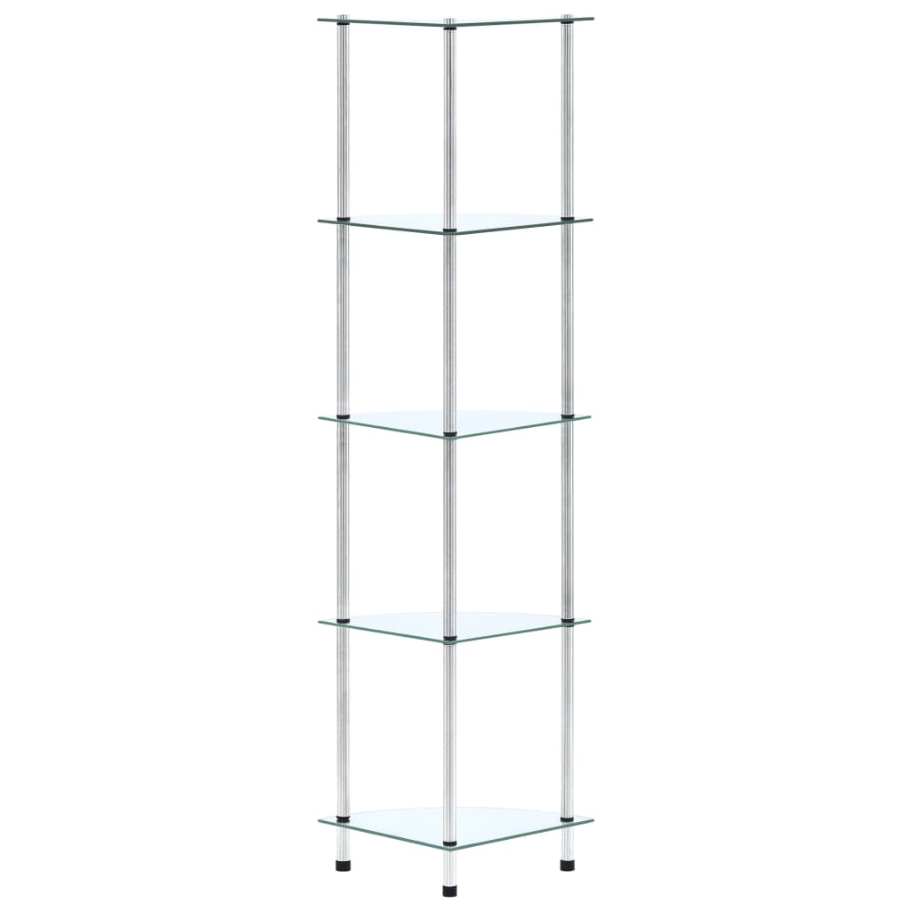 Scaffale a 5 Livelli Trasparente 30x30x130cm in Vetro Temperato
