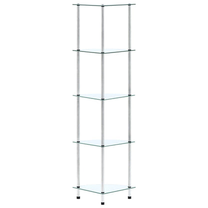 Scaffale a 5 Livelli Trasparente 30x30x130cm in Vetro Temperato